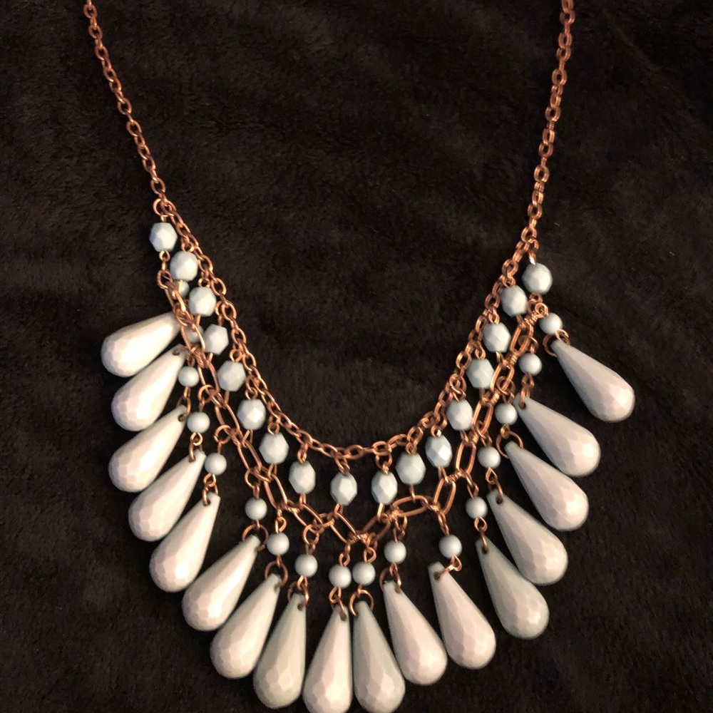 Multilayered Mint Green And Gold Necklace